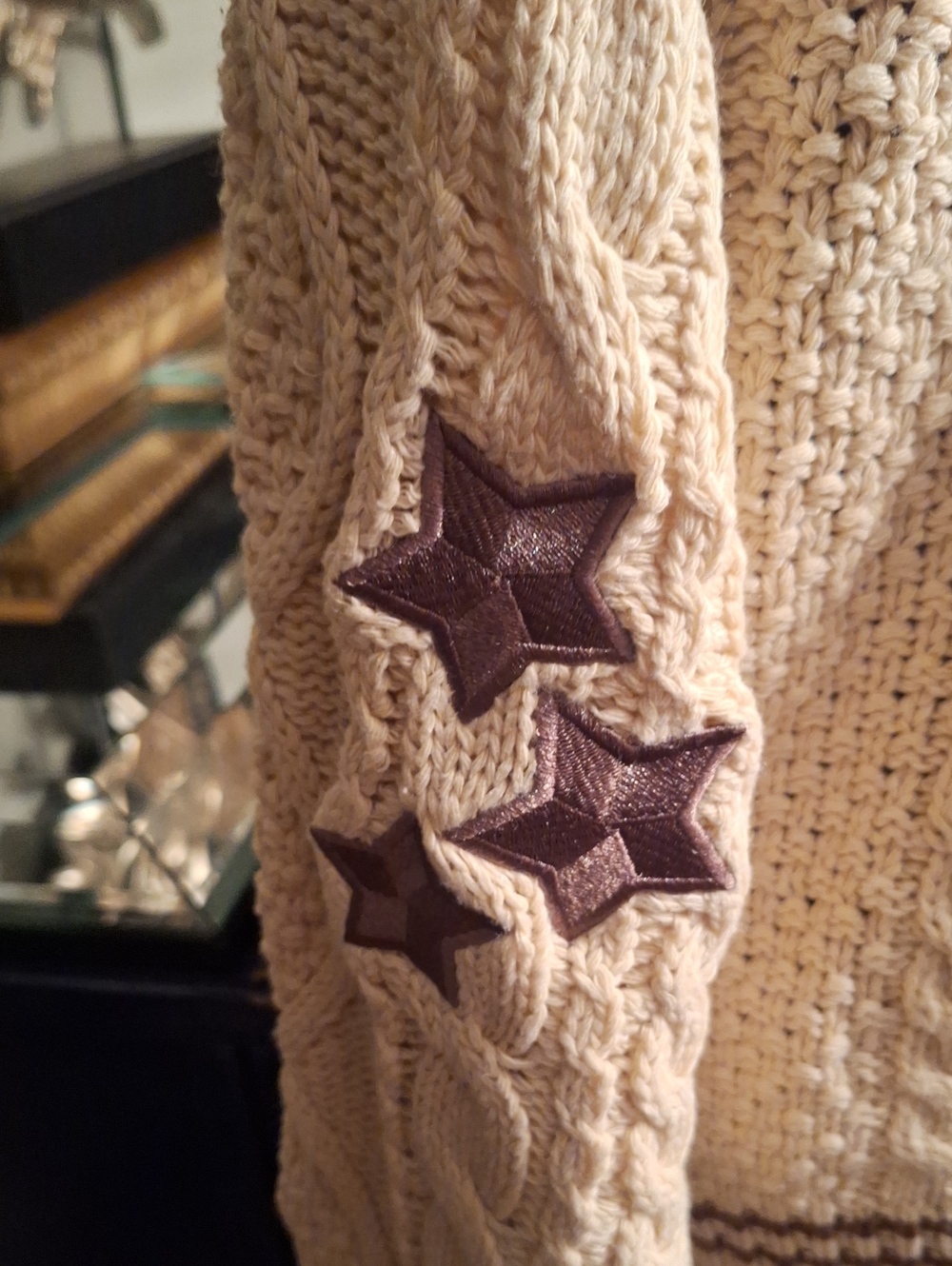 Taylor Swift Cream Cable Knit Sweater with Contrast Trim - Picture 7 of 8
